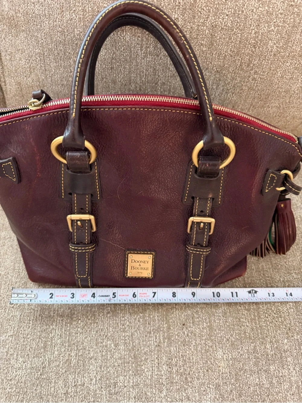Dooney & Bourke Dark Brown Leather  Satchel with Gold Hardware